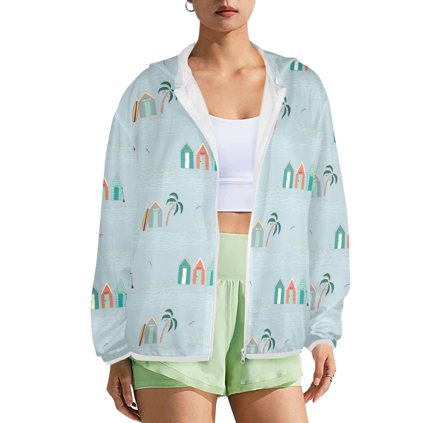 Salty Beach huts zip hoodie.