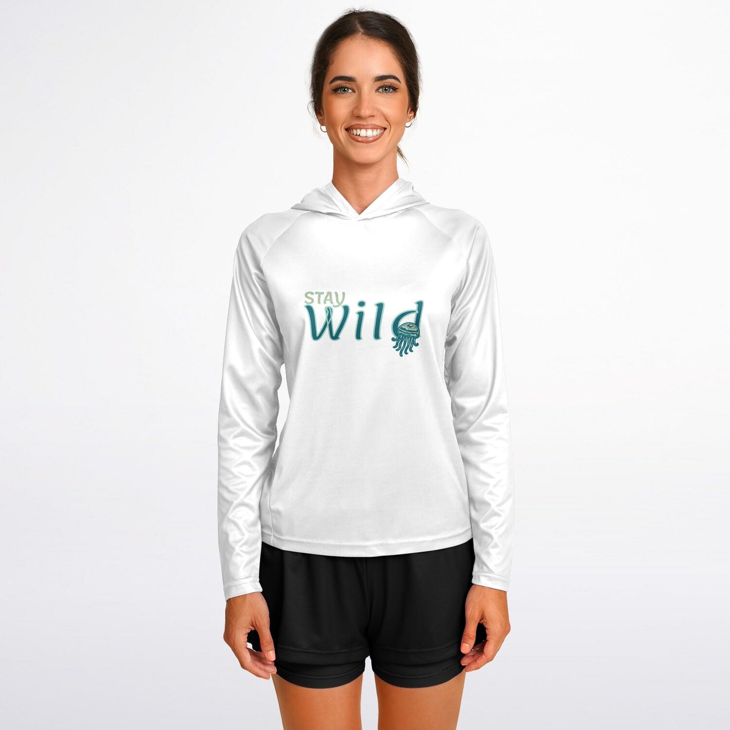 Women's Stay wild UPF 40+ Sun hoodie.