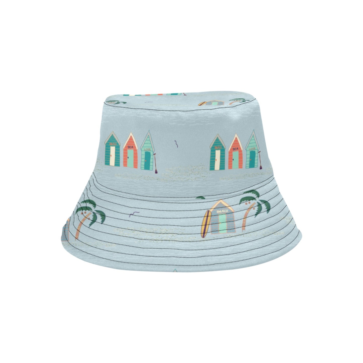 Salty beach huts bucket hat