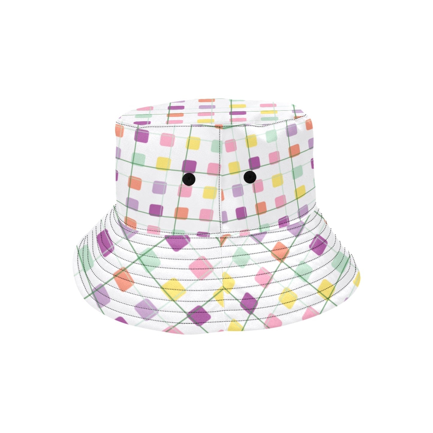 rear view spring flower square bucket hat