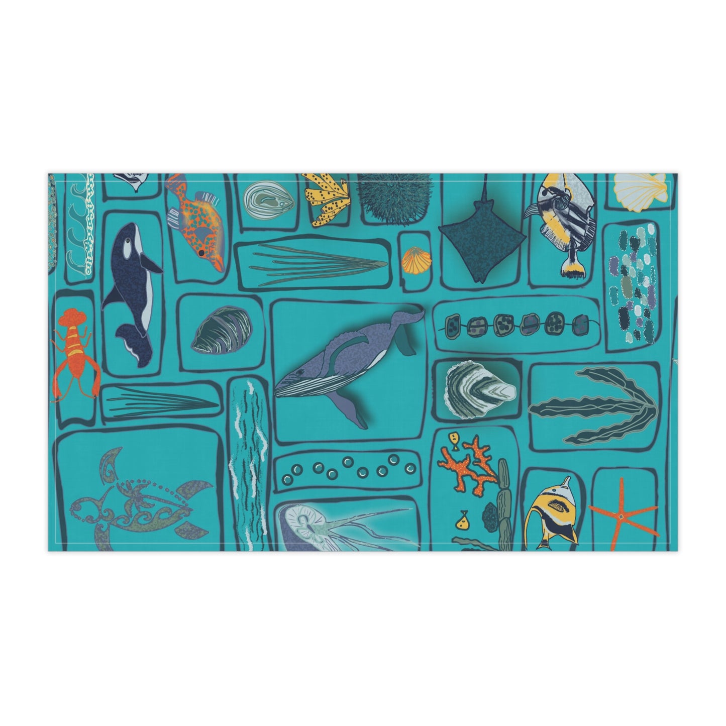 Kitchen Towels Whales Jellyfish Sea Life Pattern