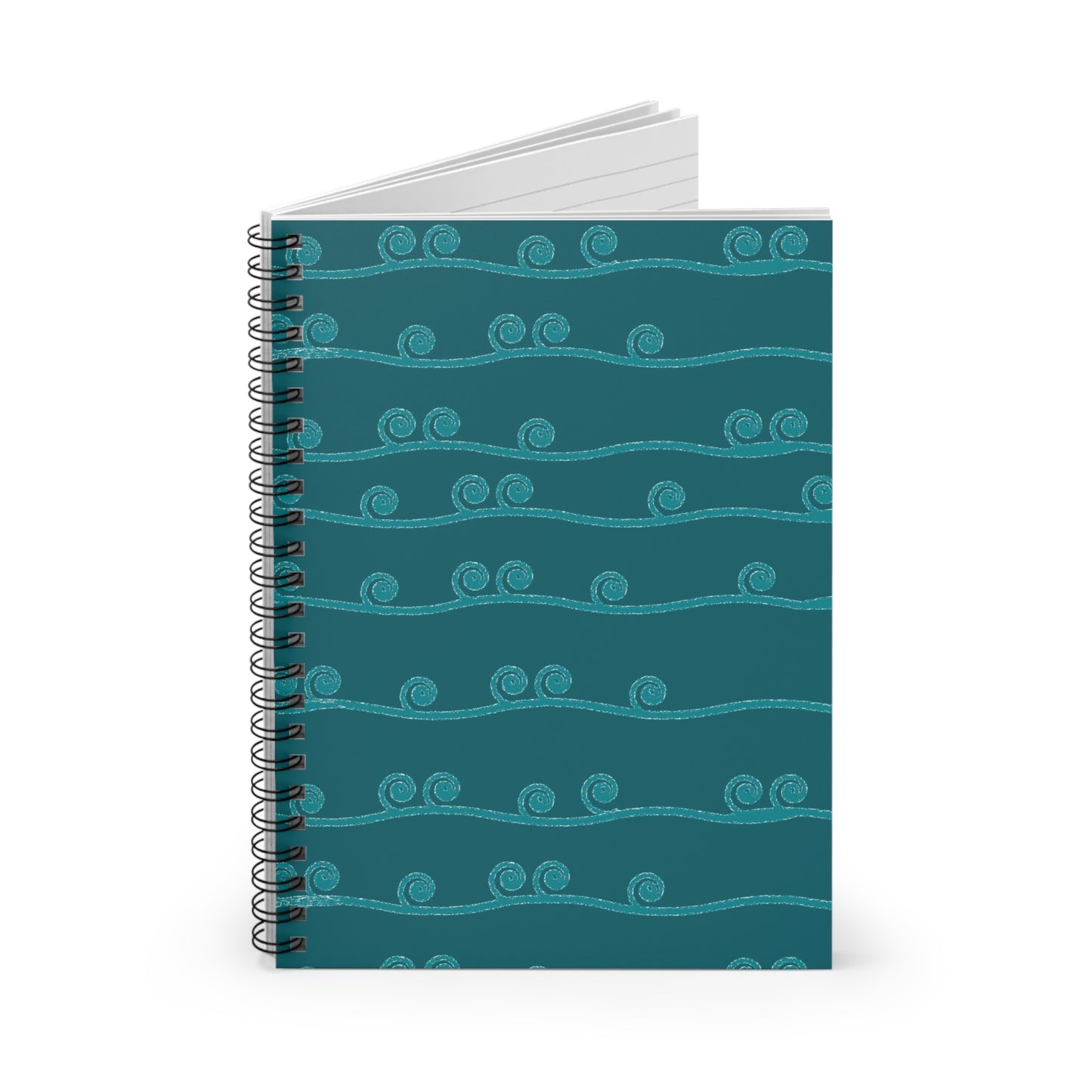 Spiral Notebook - Curly Wave Pattern Ruled Line