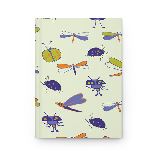 Hardcover Journal Matte - Dragonfly and Ladybird Pattern