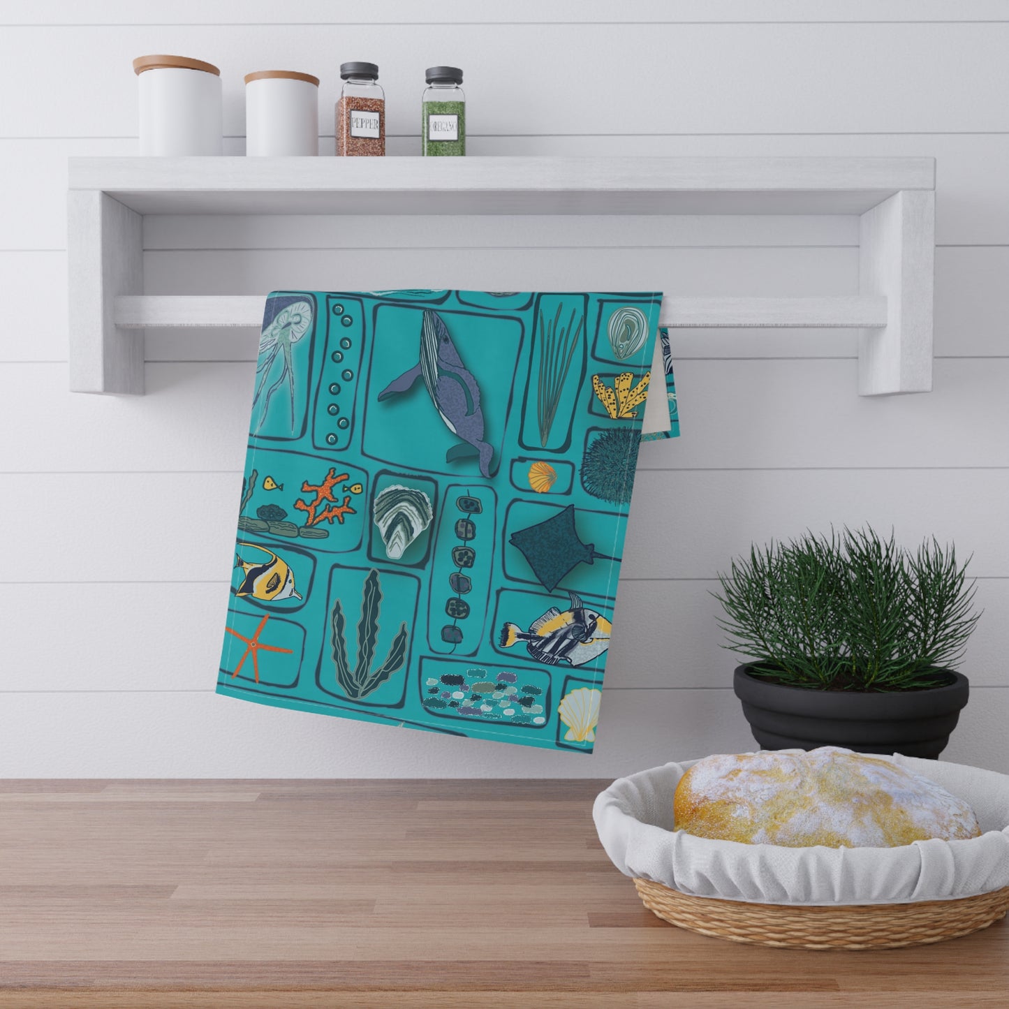 Kitchen Towels Whales Jellyfish Sea Life Pattern