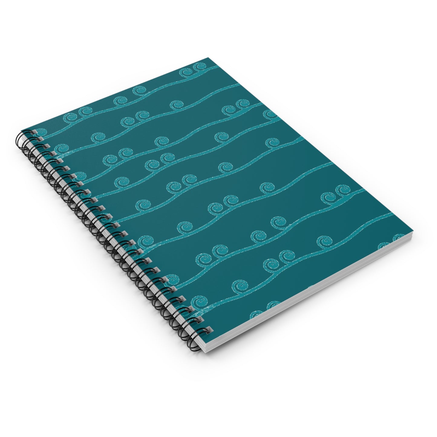 Spiral Notebook - Curly Wave Pattern Ruled Line