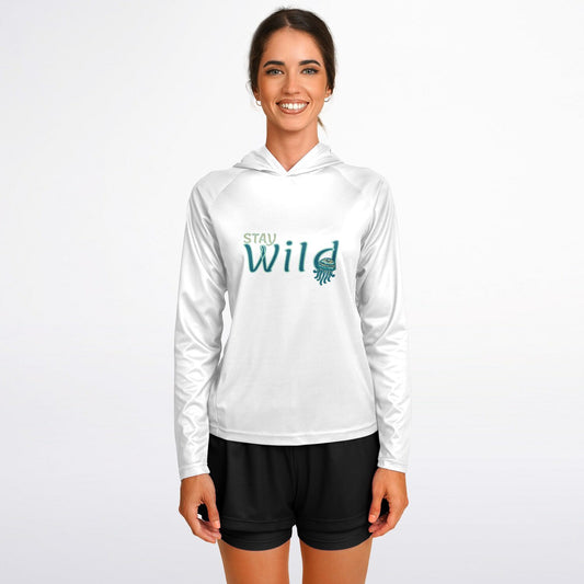 Women's Stay wild UPF 40+ Sun hoodie.