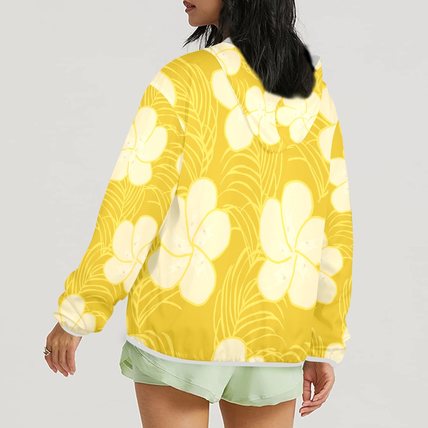 Tropical frangipani zip hoodie