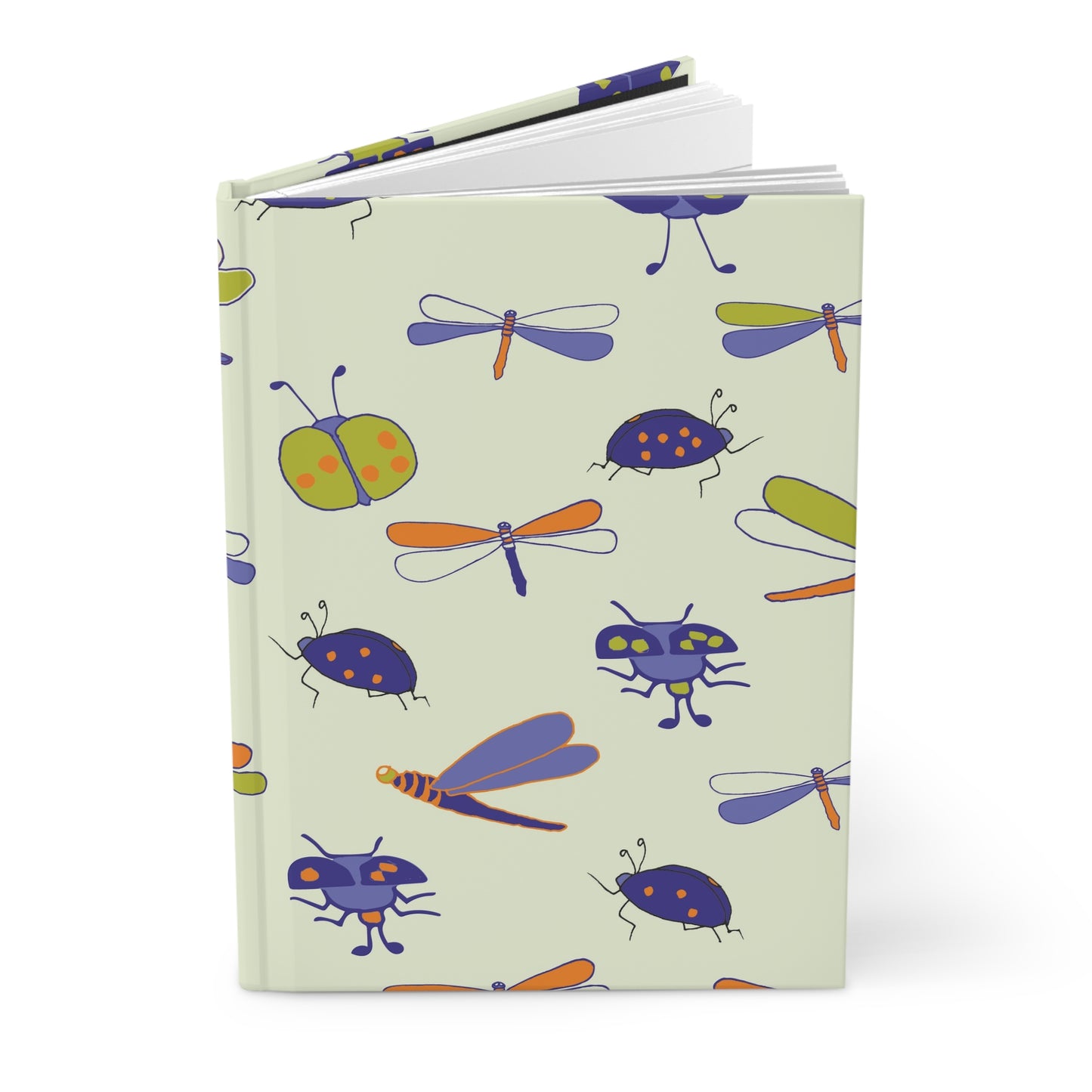 Hardcover Journal Matte - Dragonfly and Ladybird Pattern