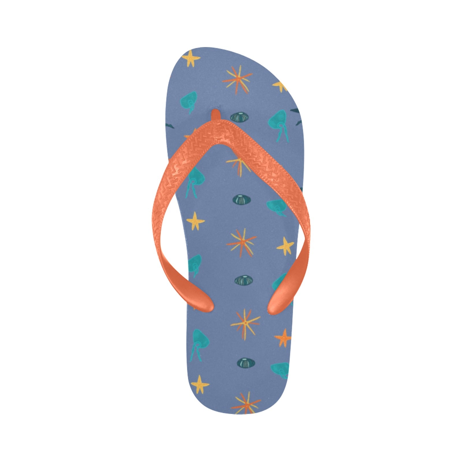  jelly fish and starfish flip flop with purple background 