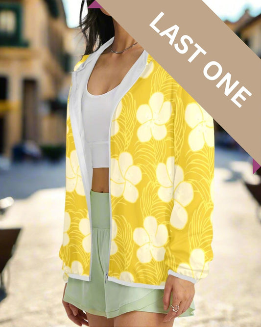 Tropical frangipani zip hoodie