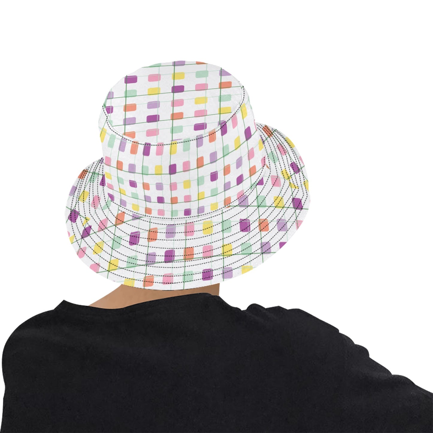 spring flower bucket hat Model showing back