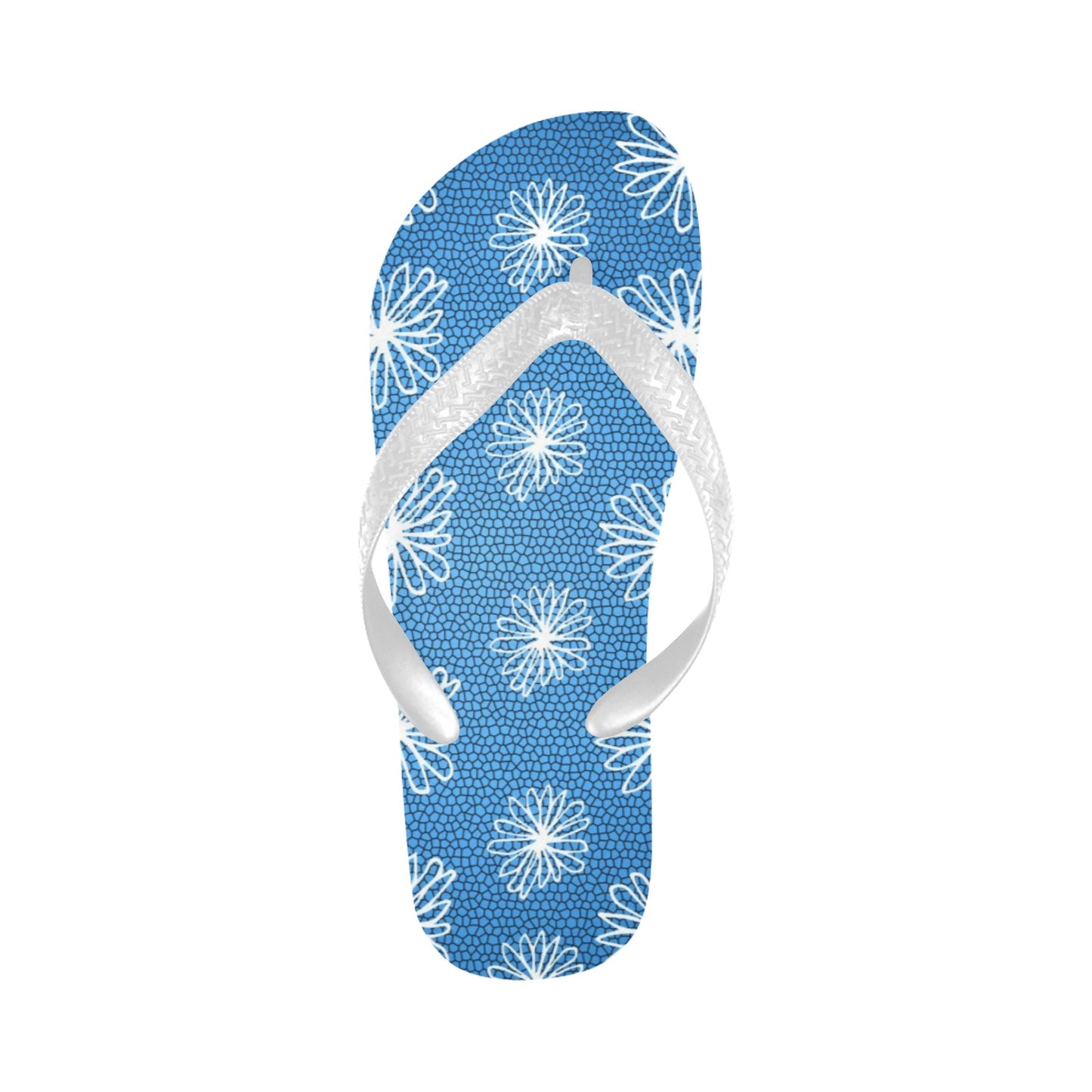 left flip flop with daisy pattern