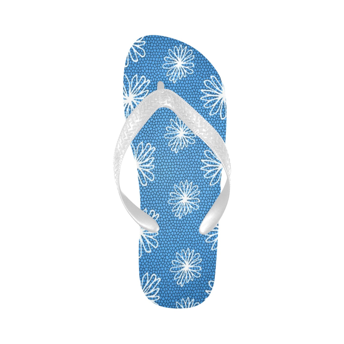 single flip flop with white daisies